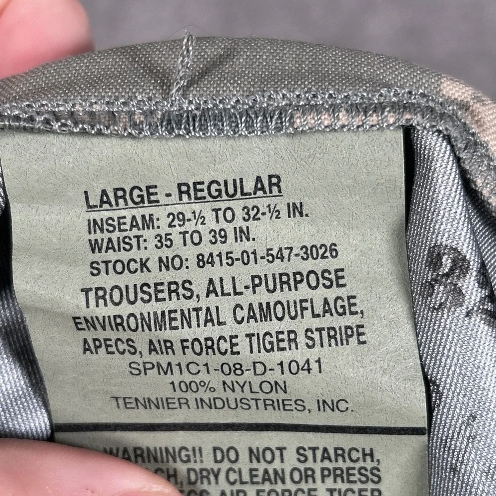 US Air Force APECS ABU Digital Tiger Stripe Camo Cargo Pants Mens Tactical L R
